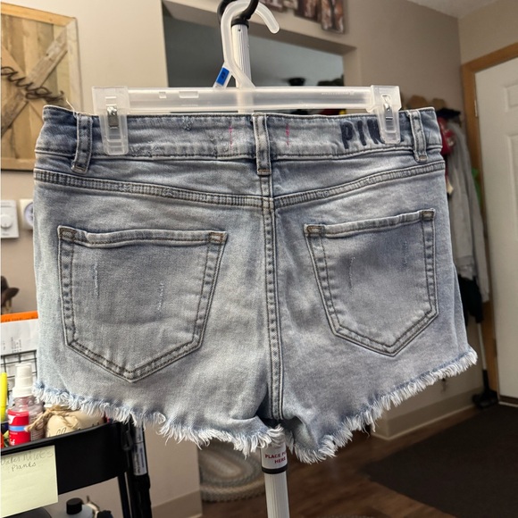 PINK Victoria's Secret Blue Jean Shorts with Distressed Hem - Picture 2 of 2